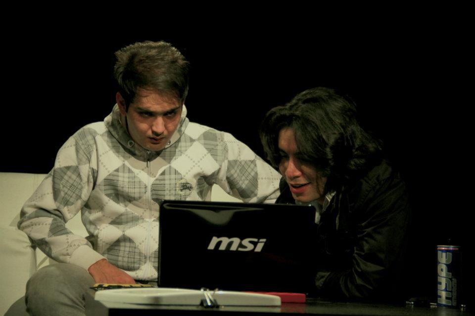 arash bahmani and samir zand on recording scene of Iranian TV network about