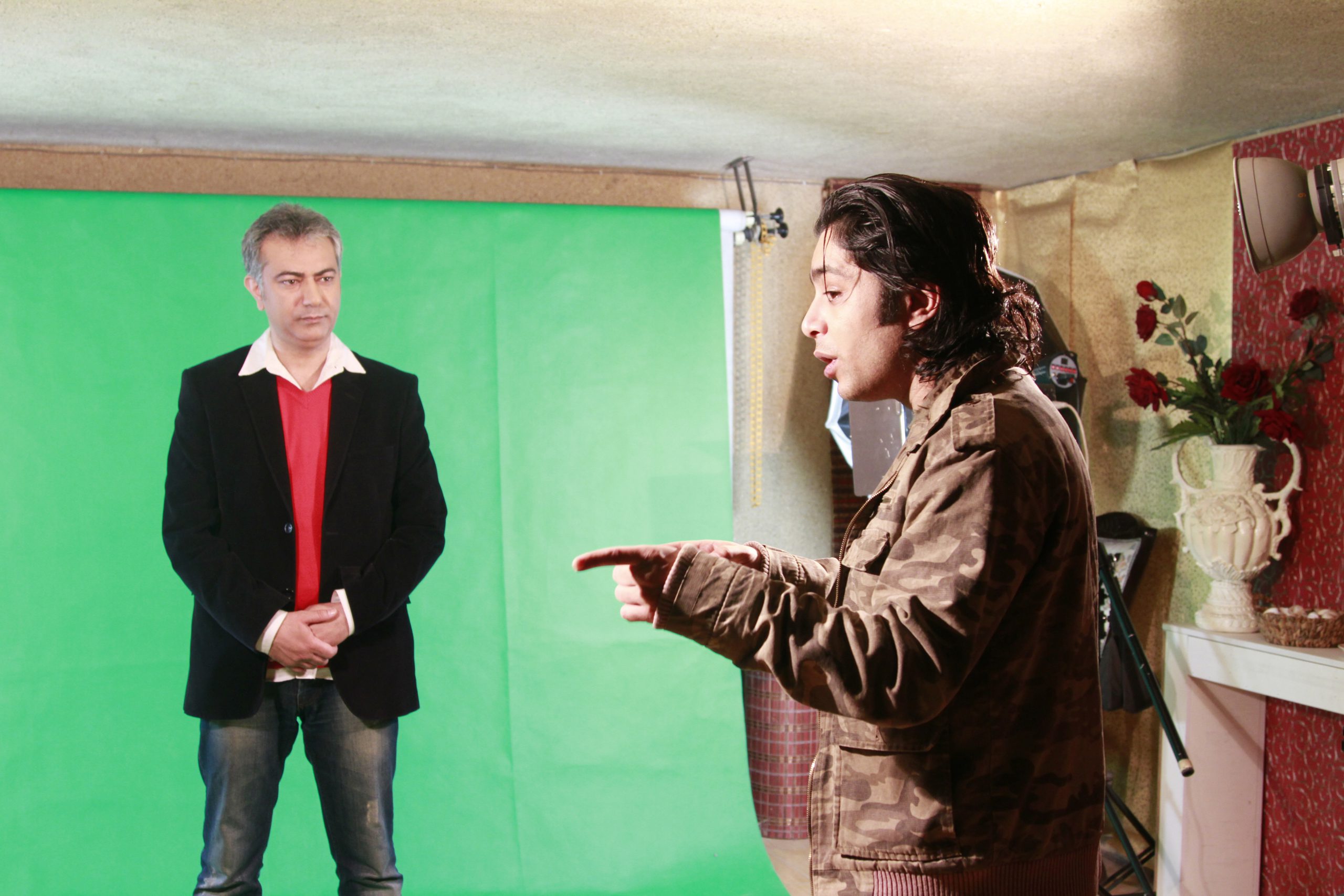 arash bahmani and mohammadreza hedayati on recording scene of a music video directed by arash bahmani